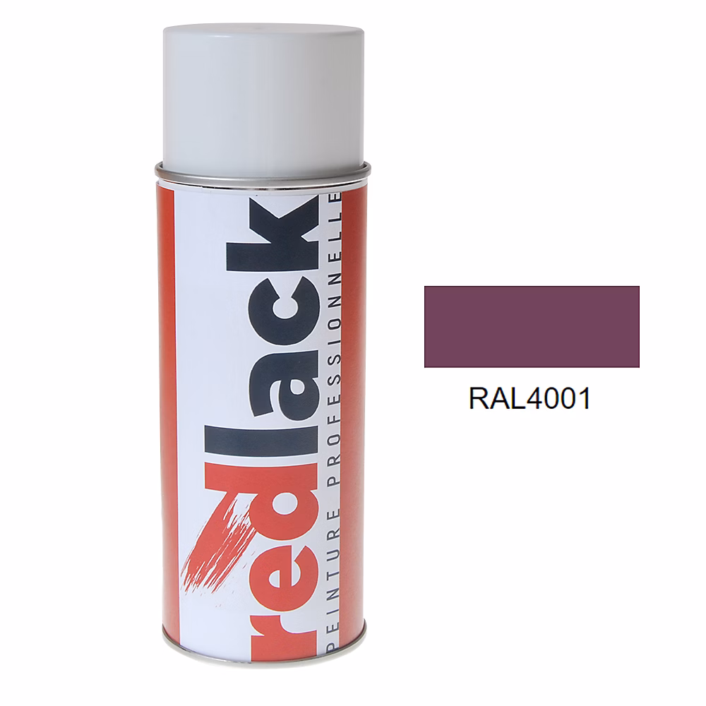 Bombe de peinture Aérosol – spray, 400ml, RAL 4001 Lilas rouge, Mat, multisupport, Redlack, RAL4001