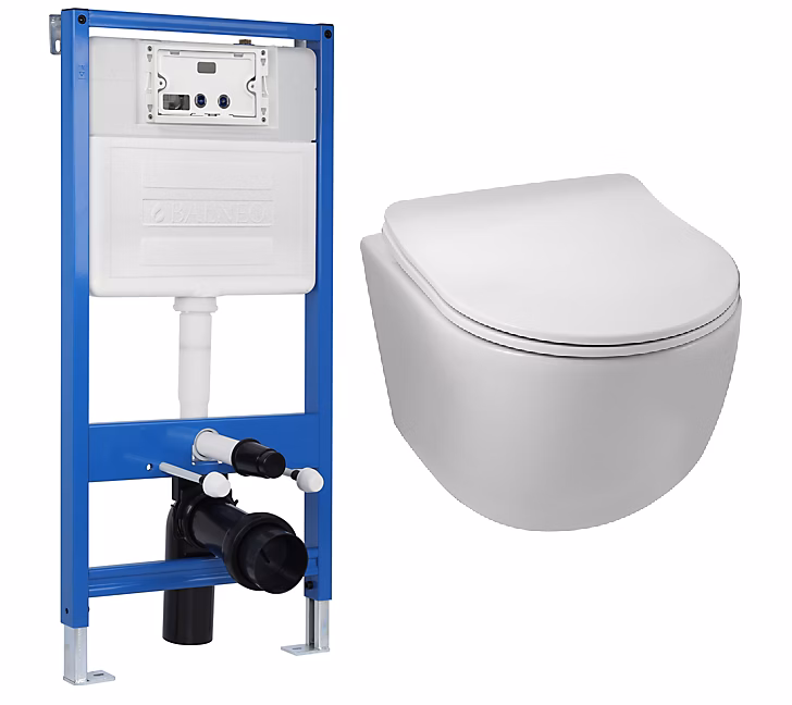 BALNEO – pack bâti-support encastré slim NEXT + cuvette WC LUNA tornado, ensemble pour toilette
