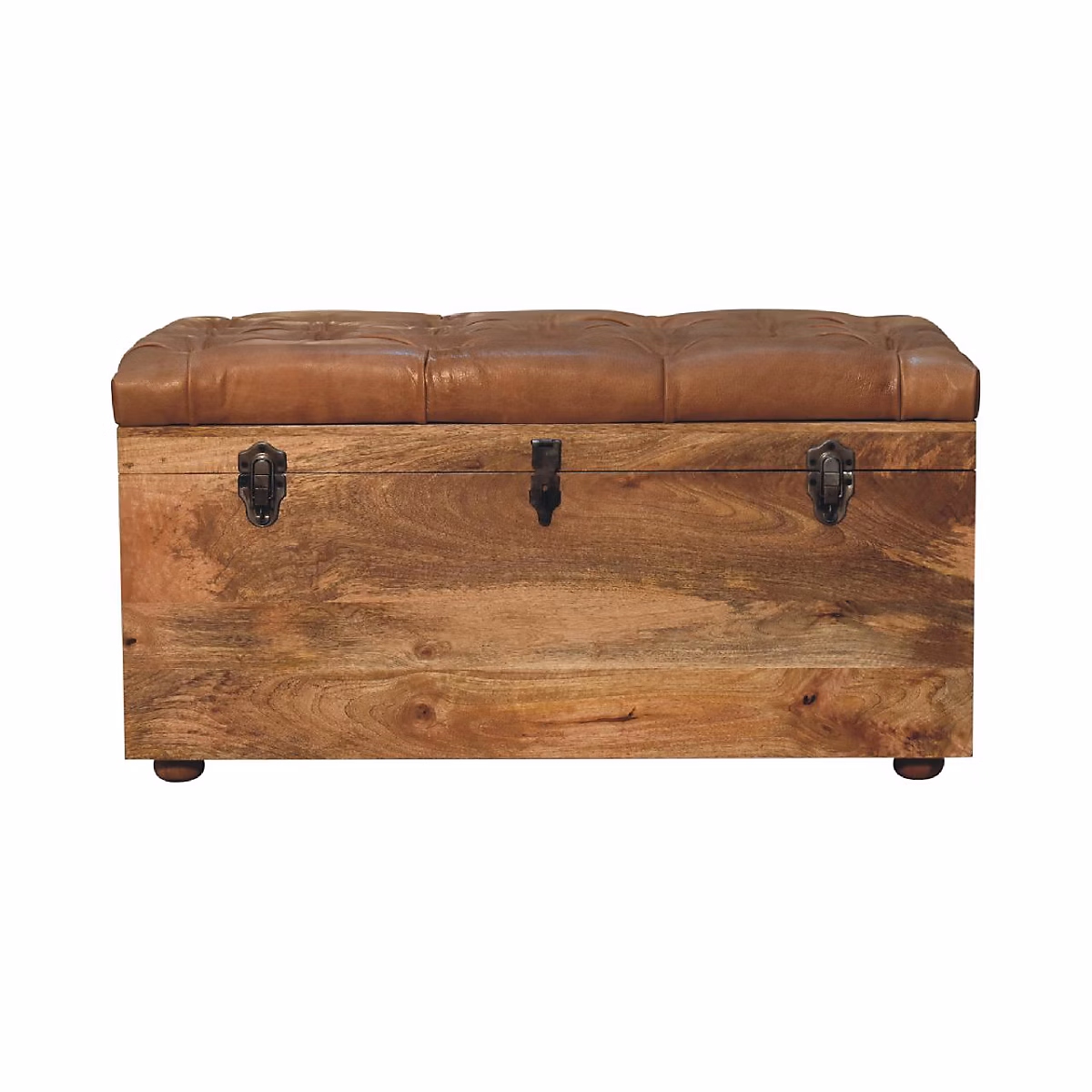 Artisan Furniture Bois massif peau de buffle effet chêne coffre de rangement – rembourré, 1 Storage Box, marron