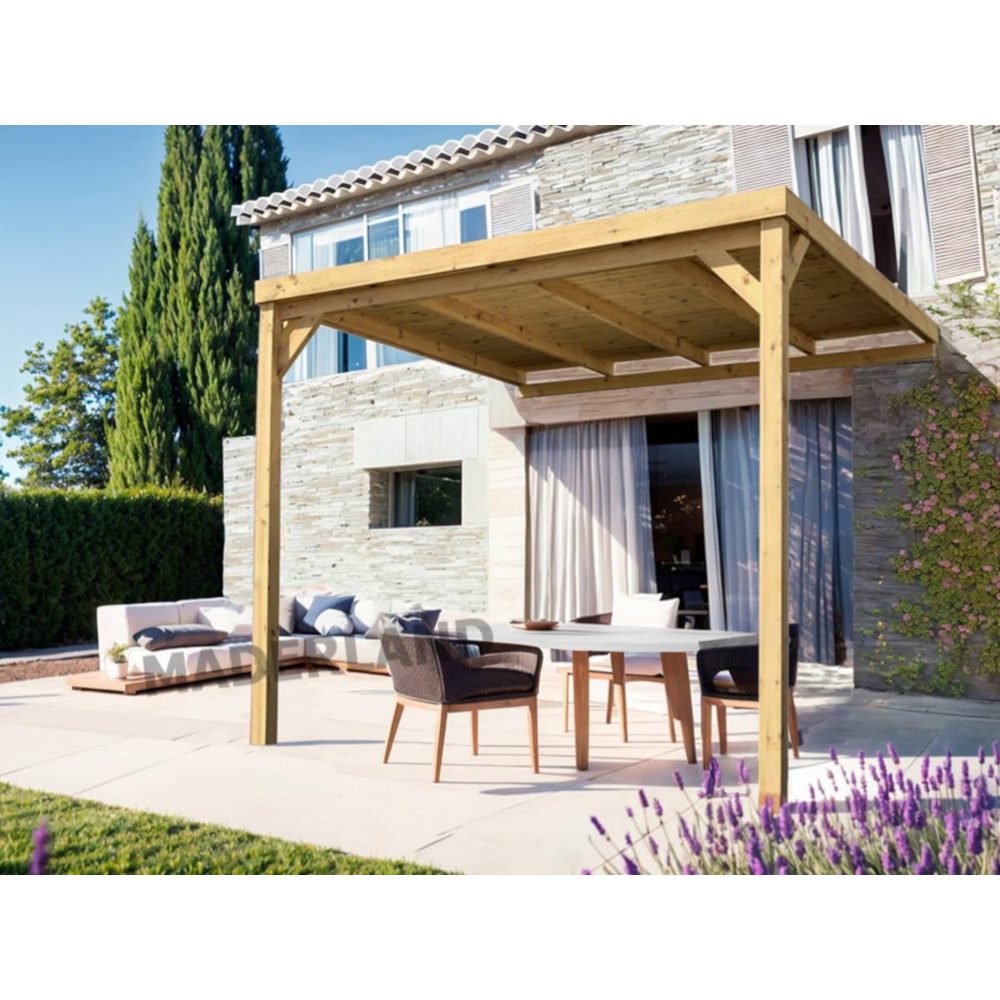 JARDIDECO Pergola adossée en bois rennes 300 x 300 cm - maderland