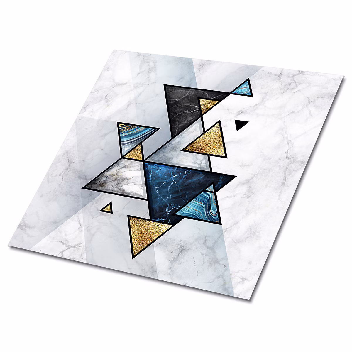 Carreaux vinyle Tulup 30 × 30 cm Triangles de marbre abstraits 9 pcs