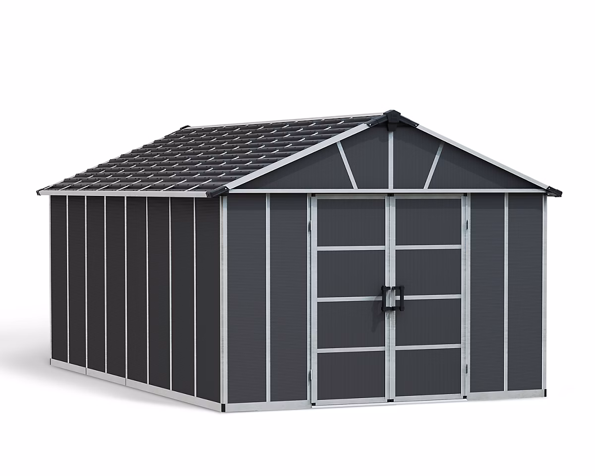 Abri de jardin Yukon polycarbonate gris foncé surface totale 17 – 2m²