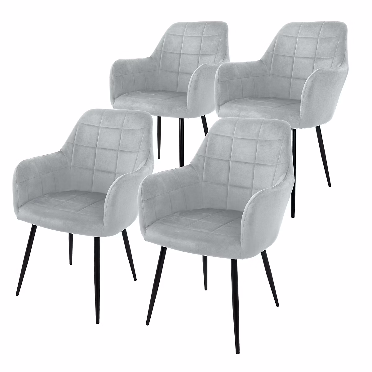 4 x Chaise salle à manger fauteuil bureau avec accoudoirs assise en velours gris – Réf. JSXPVBVWY7768653566