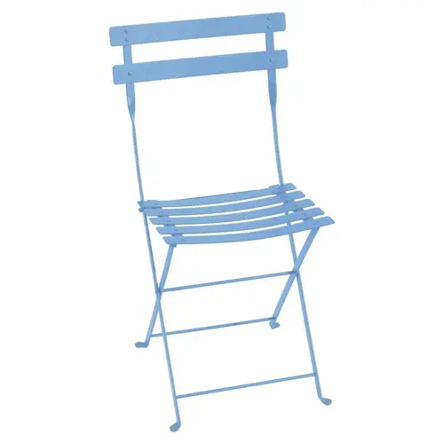 Loisirs au jardin:Chaise pliante Bistro Fermob coloris bleu en acier - 38 x 40 x 82 cm