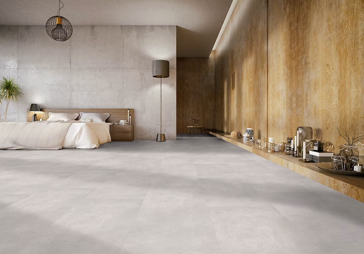 Dalle PVC à clipser Senso Premium Rigide acoutisque béton gris 39 – 9 × 73 cm, Gerflor