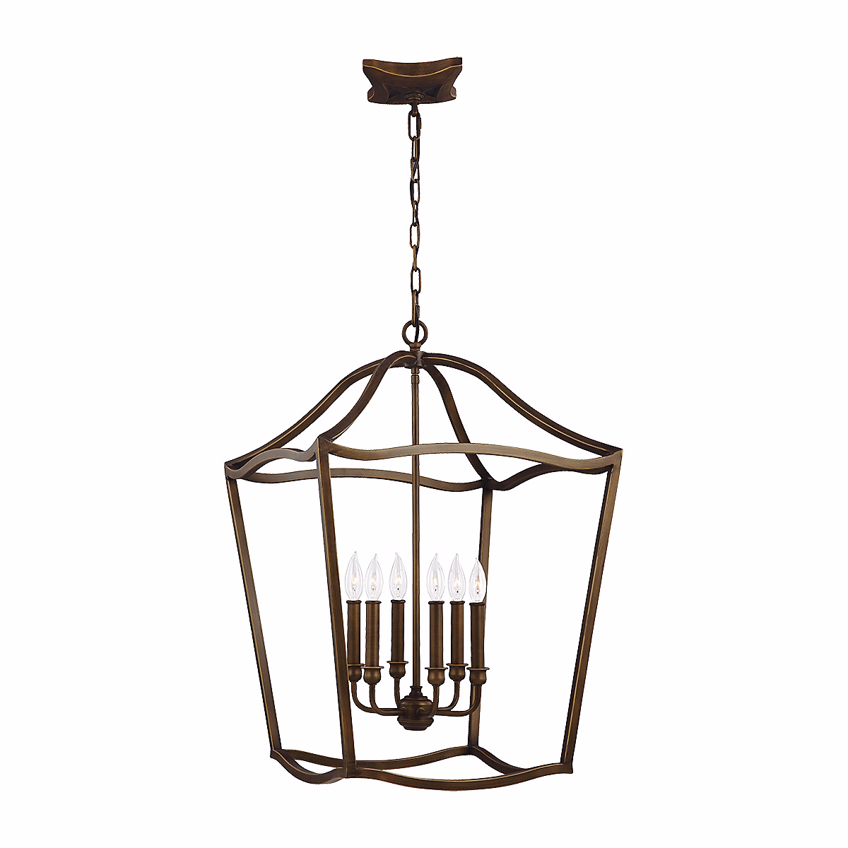 Elstead Yarmouth – Luminaire suspendu à 6 ampoules, laiton vieilli peint