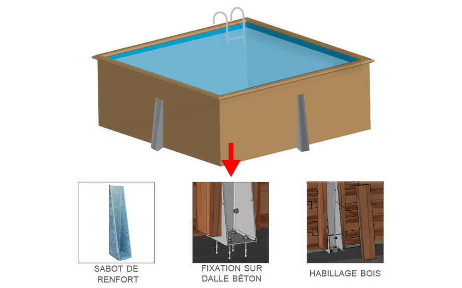 Piscine en bois carrée en kit