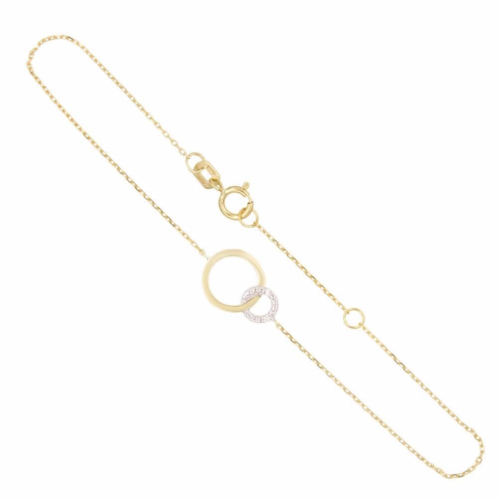 L'ATELIER D'AZUR Bracelet Or Jaune et Diamants - Motif Anneaux - Femme
