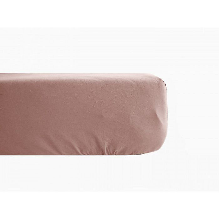 Drap housse percale pur coton peigné longues fibres 80 fils/cm² avec bonnet de 35 cm Vent du sud – 180x200 | Rose