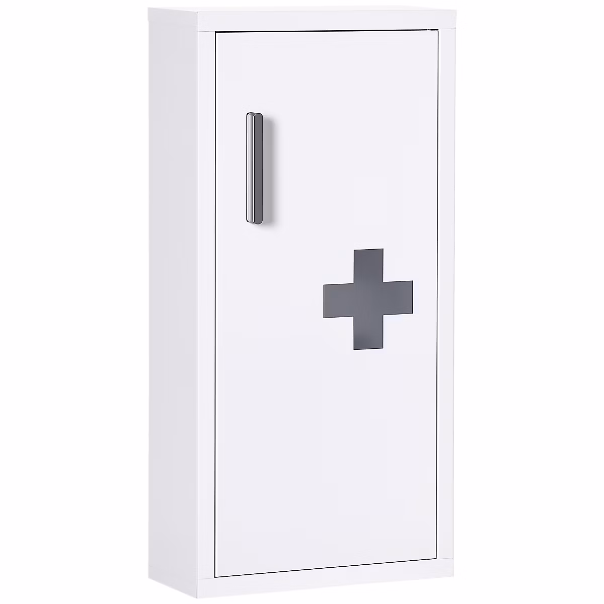 Meuble de salle de bains – Armoire à pharmacie 2 étagères 3 niveaux dim. 30L x 12l x 60H cm logo croix transparent acier blanc