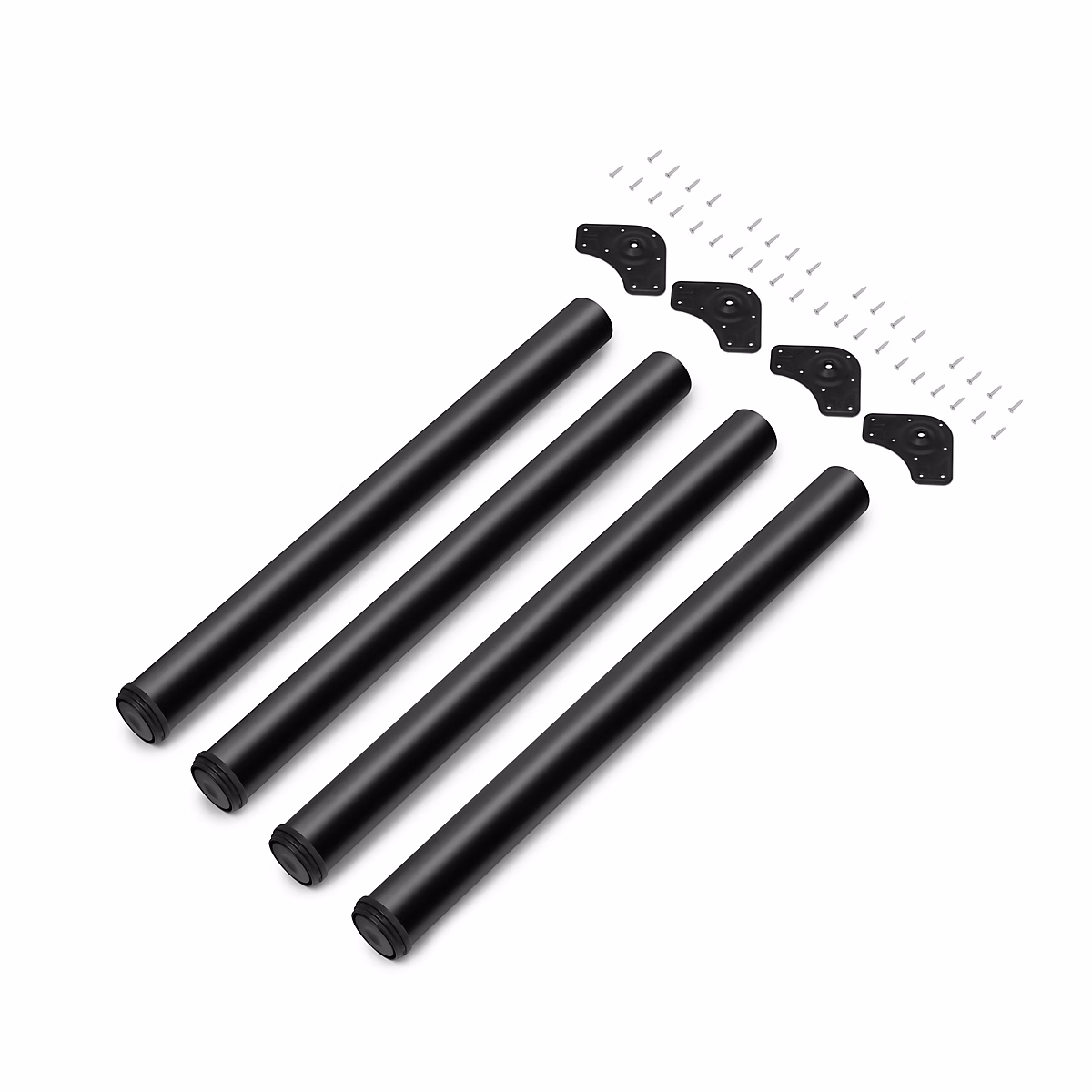 Emuca Lot de 4 pieds de table – diamètre 60mm, H 830mm, Acier, Peint en noir