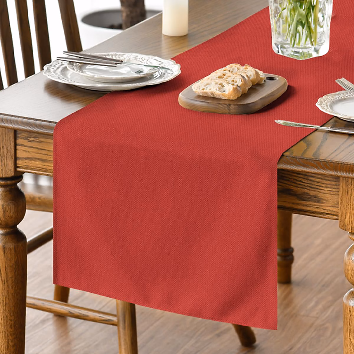 Chemin de Table Polyester Rouge 40 × 140 cm
