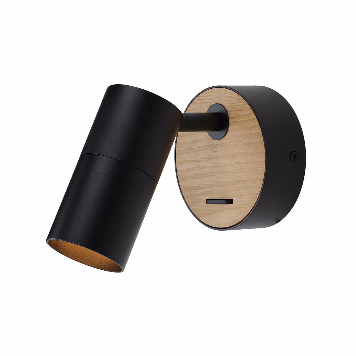 Applique LED de design industriel rétro en acieraluminium noir avec bois spot orientable avec interrupteur PORTO GU10 – Réf. KFVQGYQCA8060635207
