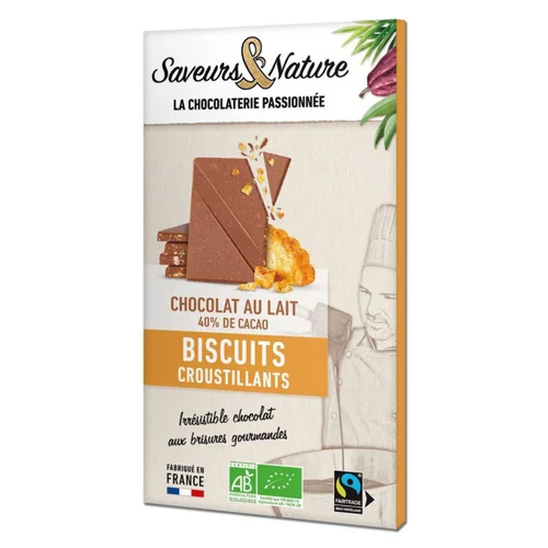 Facile pour le jardin:Chocolat au lait 40% biscuits bio Saveurs et Nature - 80 g
