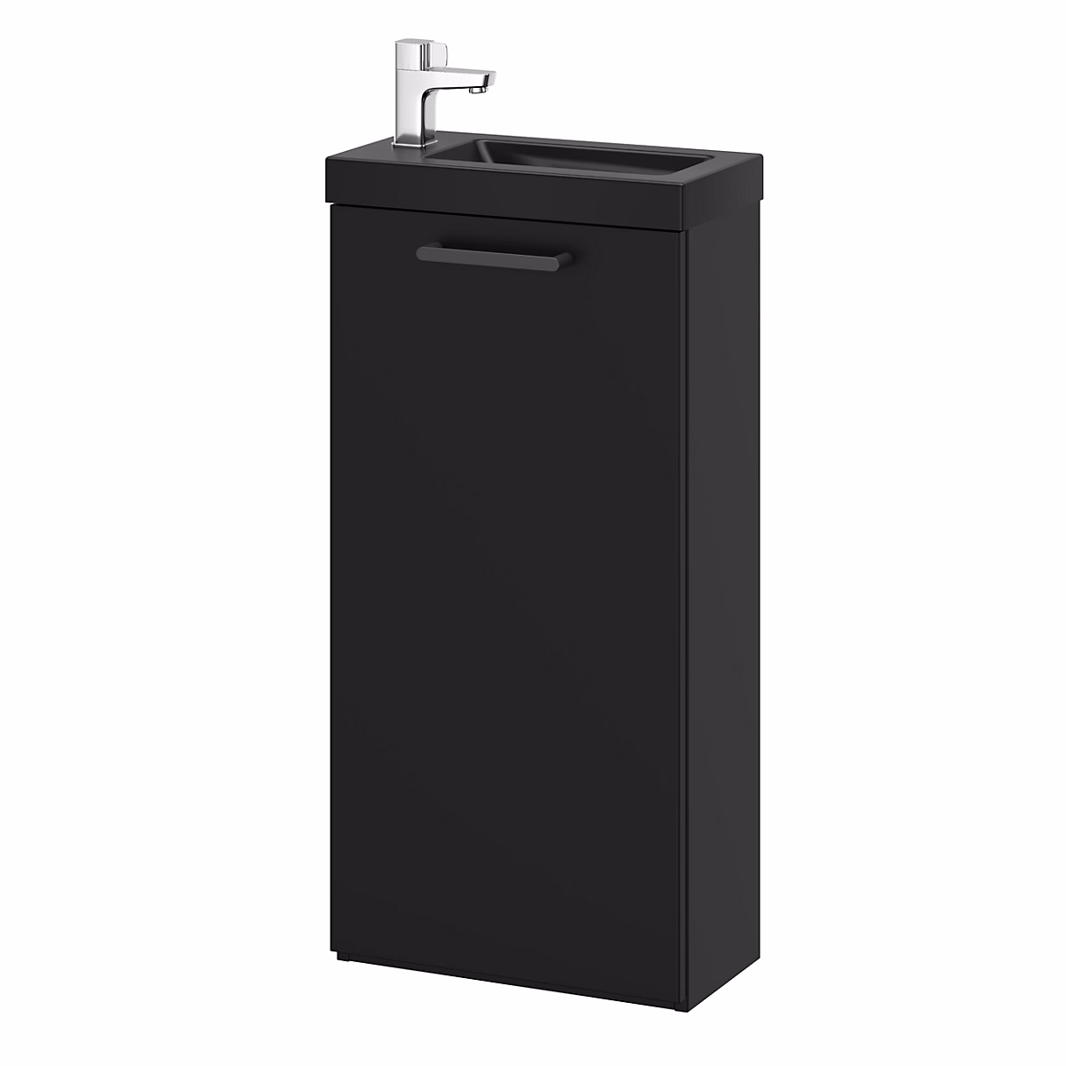 Meuble lave mains à poser noir l.43 – 5 cm 1 porte Imandra + lave mains noir céramique Nira, GoodHome