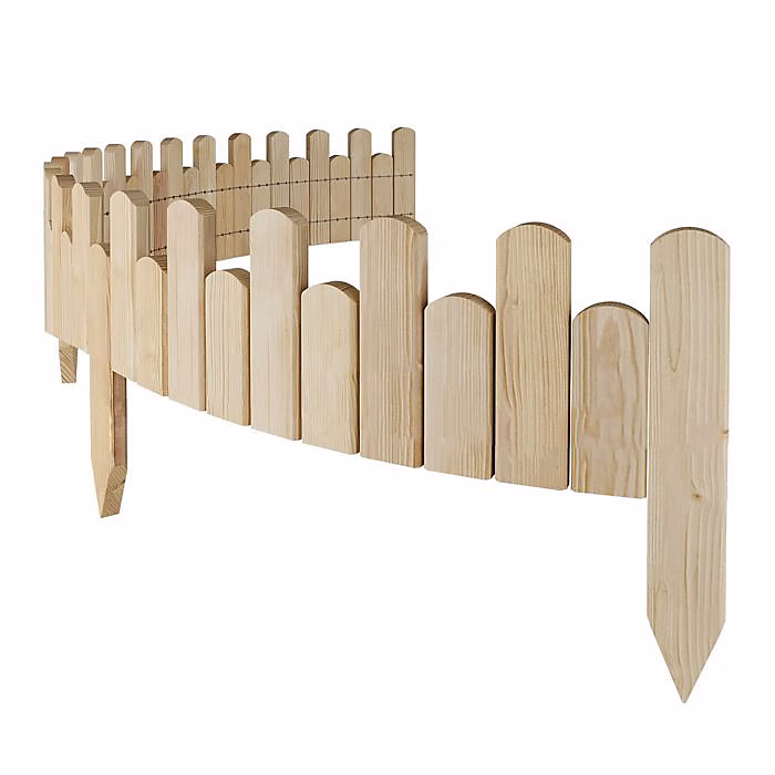 Bordure de Jardin en Bois Clôture d'Extérieur 200 cm x 15 cm Non Traitée Barrières de Jardin Piquets d'ancrage Bordure de Gazon – Réf. UIBKDXWJL6163964454
