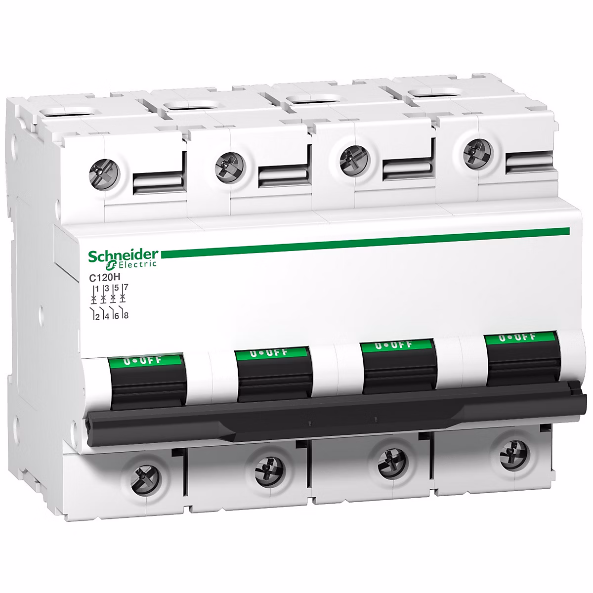 A9n18480 Schneider C120h Disjoncteur Tétrapolaire Schneider 100 A | 4p – Courbe C – 15ka – à Vis