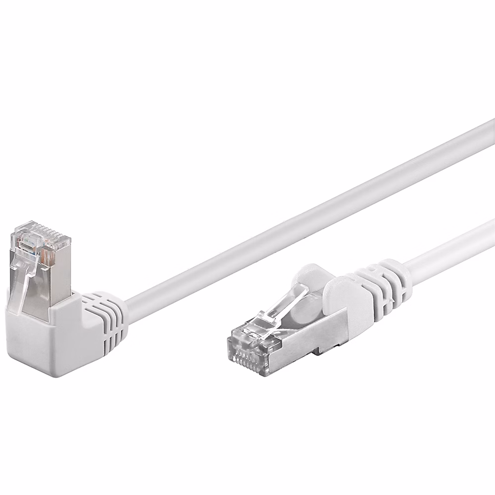 Réseau et téléphonie – Câble RJ45 Cat5e coudé blindé blanc 3m GOOBAY