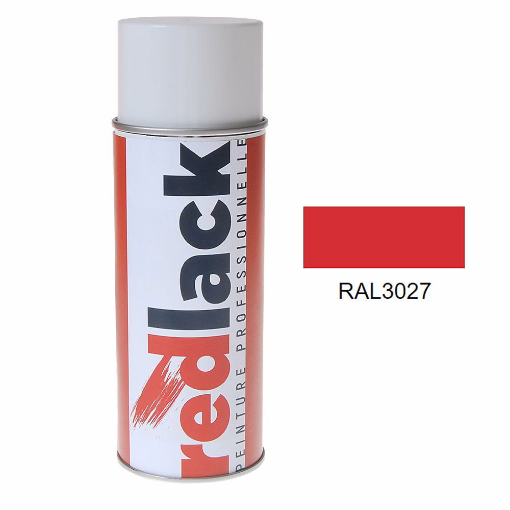 Bombe de peinture Aérosol – spray, 400ml, RAL 3027 Rouge framboise, Satiné, multisupport, Redlack, RAL3027