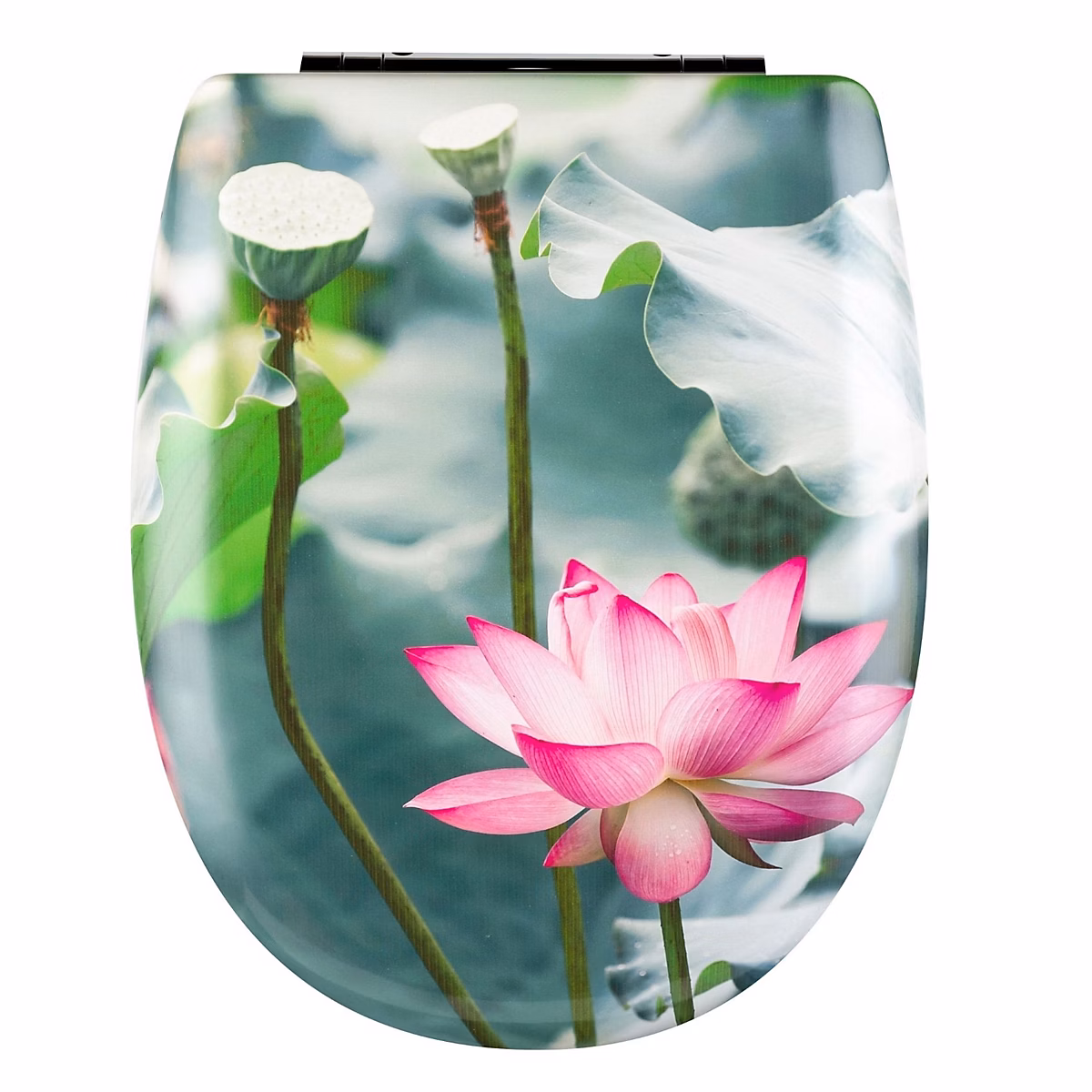 Abattant easy clip à descente assistée fleuri (49.5 × 38 cm – Vert)