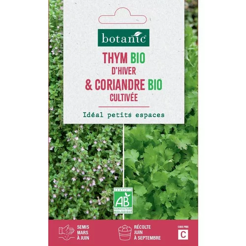 Esprit végétal:Mélange de graines de thym d'hiver bio et de coriandre cultivée bio botanic® - graines à semer
