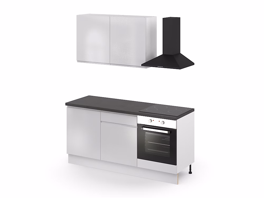 Cuisine complète GoodHome Garcinia gris clair brillant 2 caissons hauts + 3 bas sans électroménager l.80 cm | Cuisine