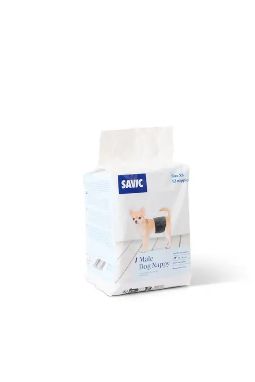 Pour un jardin bien équipé：Couche pour chien coloris noir Savic Male Dog Nappy - Taille XS x 12