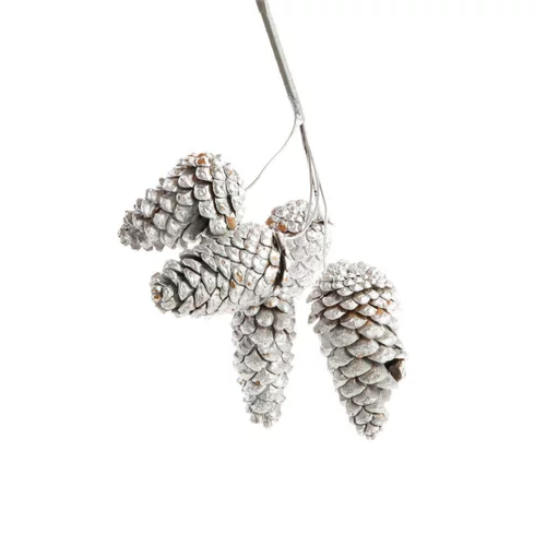 Pour transformer vos extérieurs:Bouquet de 5 pommes de pin tigées teintées argent pour décoration de Noël