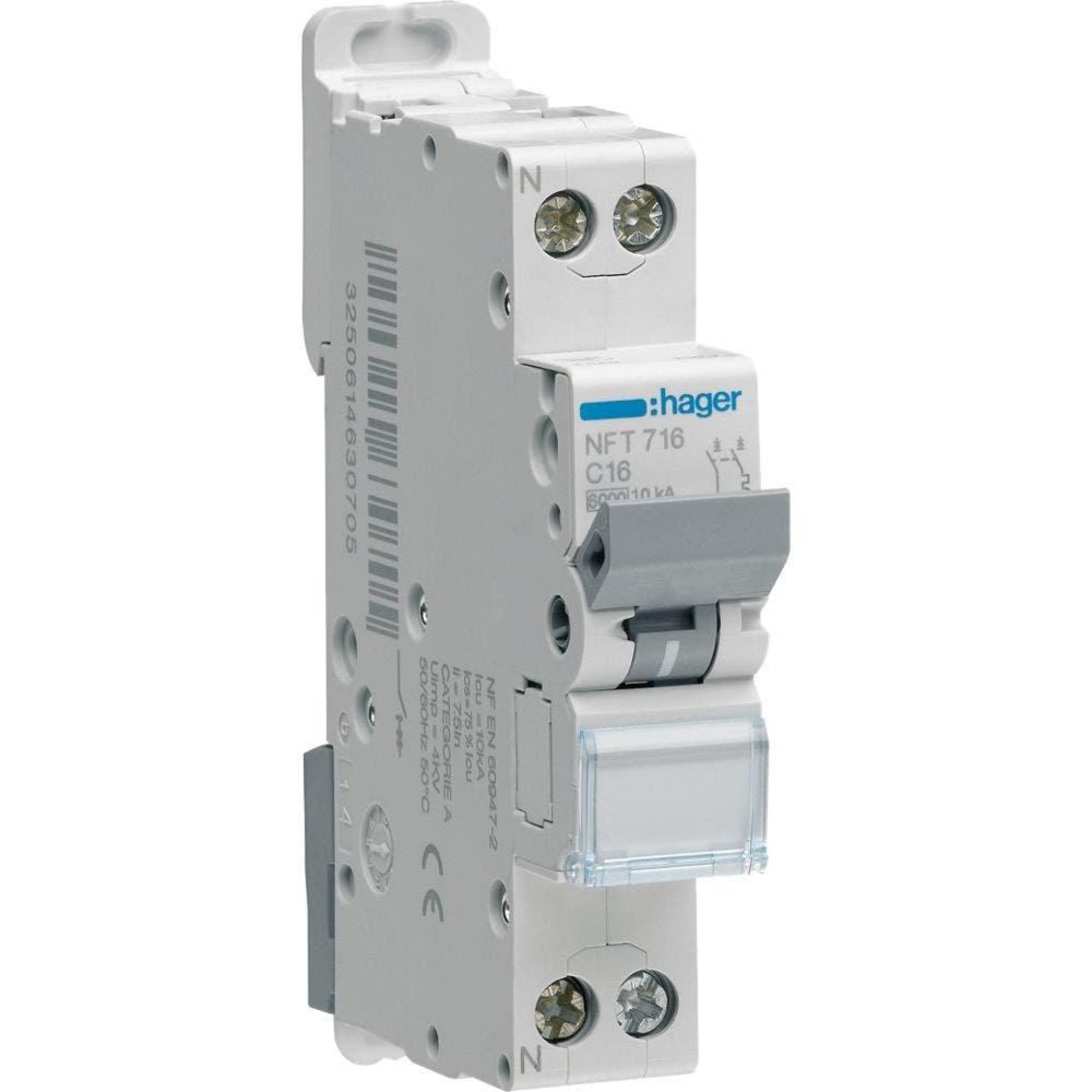 HAGER Disjoncteur 1p+n 6-10ka courbe c 40a 1 module