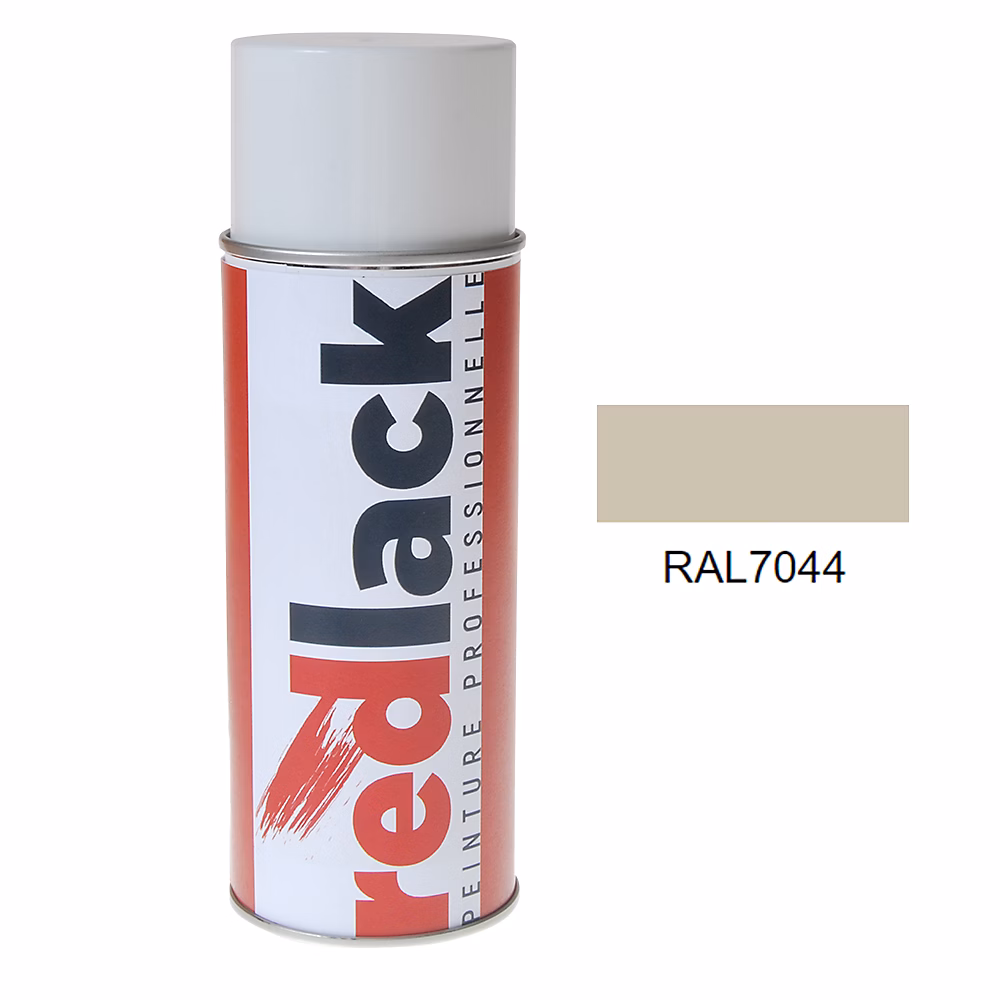 Bombe de peinture Aérosol – spray, 400ml, RAL 7044 Gris soie, Mat, multisupport, Redlack, RAL7044
