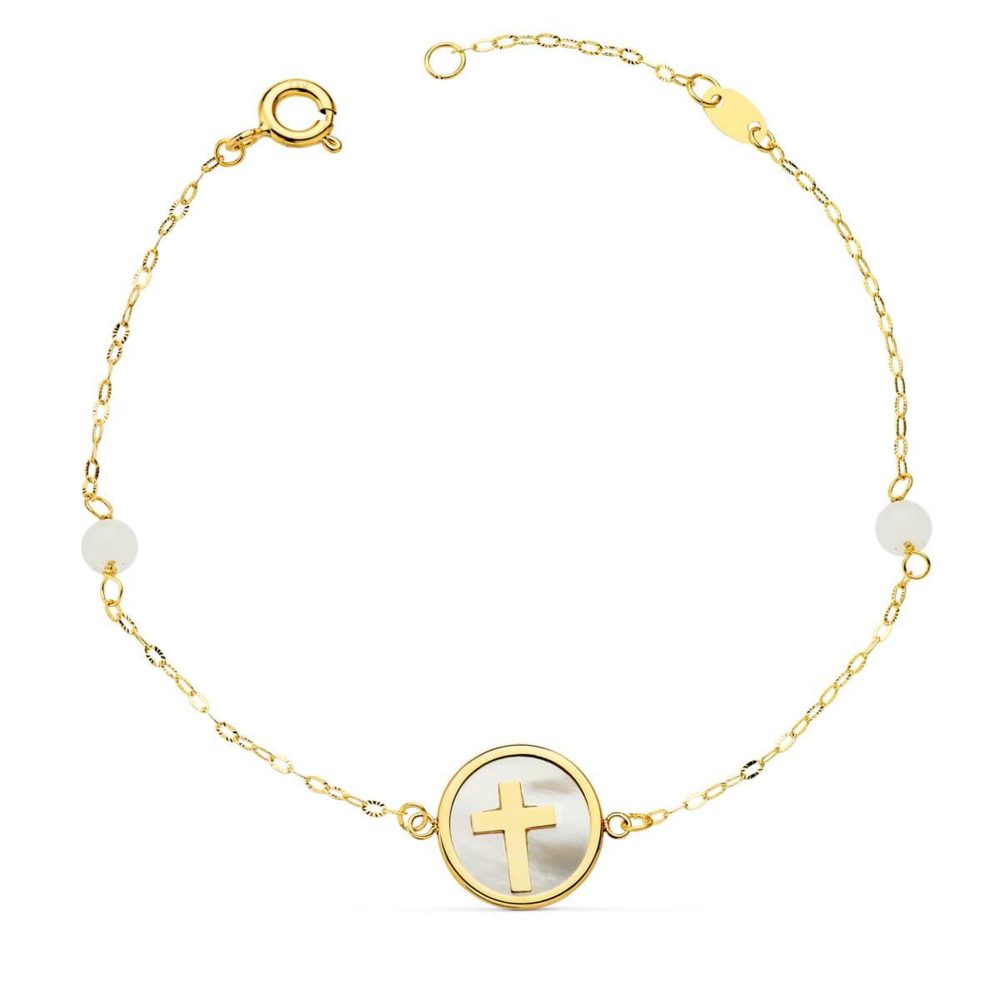 L'ATELIER D'AZUR Bracelet Or 18 Carats 750 Jaune Nacre - Croix