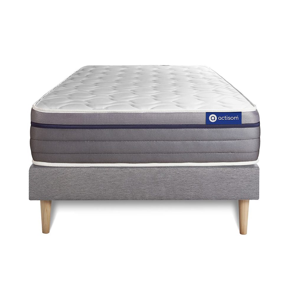 Ensemble – Matelas Mémoire de forme 26cm d'épaisseur, 7 zones de confort, Confort équilibré, Sommier tapissier en kit