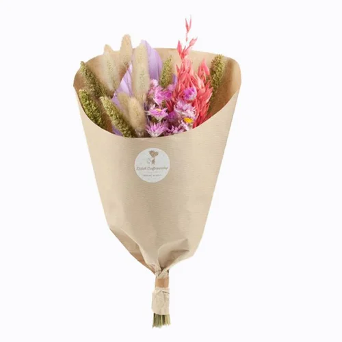 Jardin idée：Bouquet de fleurs séchées Dining Lilas coloris violet - Ø 25/30 cm x H 50 cm