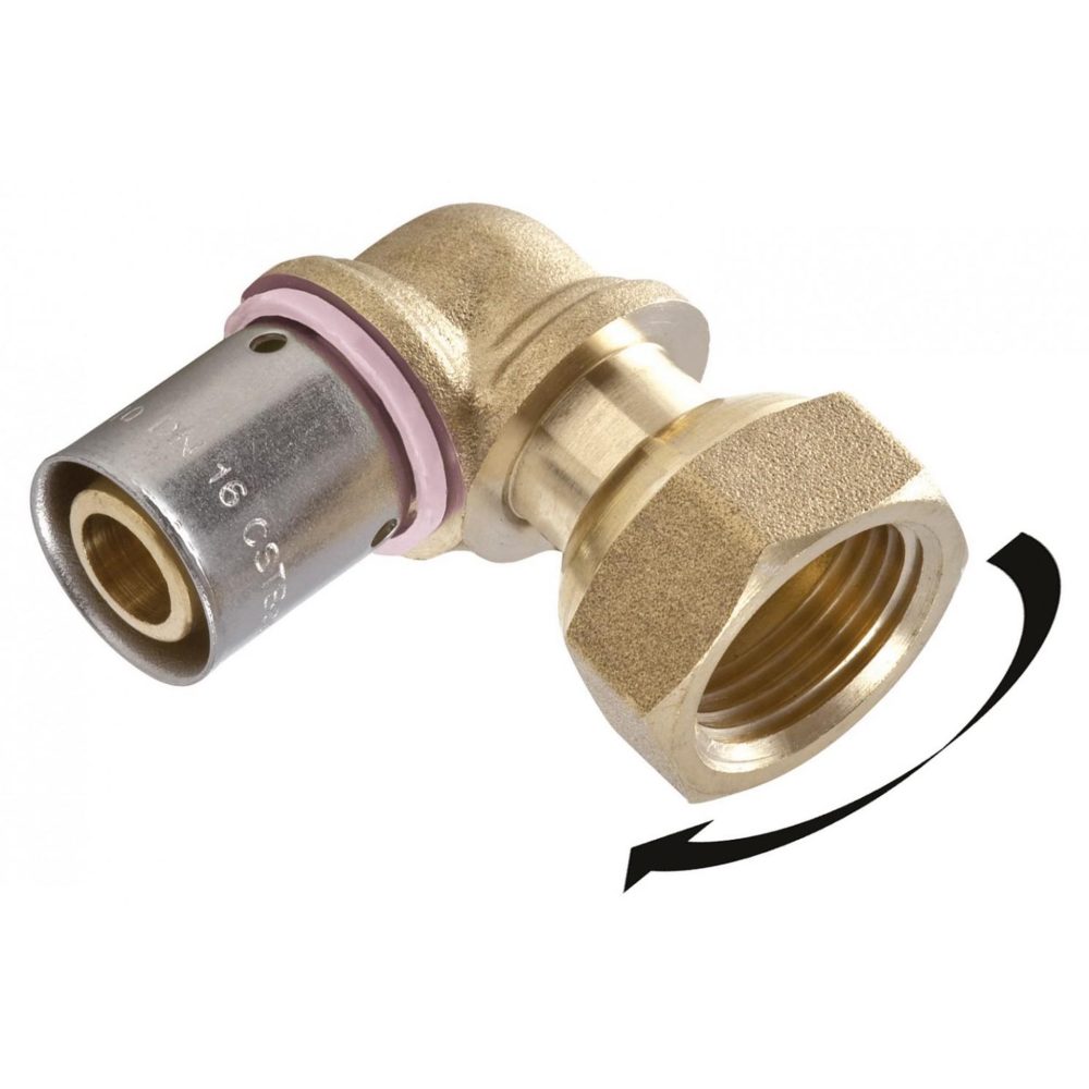 CENTRALE BRICO Raccord coudé avec écrou libre à sertir laiton F 15 x 21 pour tube en per