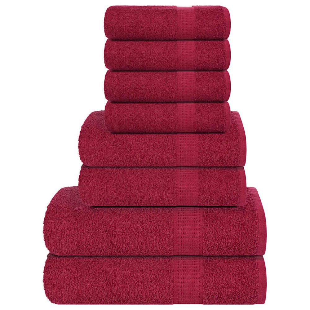 vidaXL Ensemble de serviettes FROGN 8 pcs bordeaux 360 g/m²