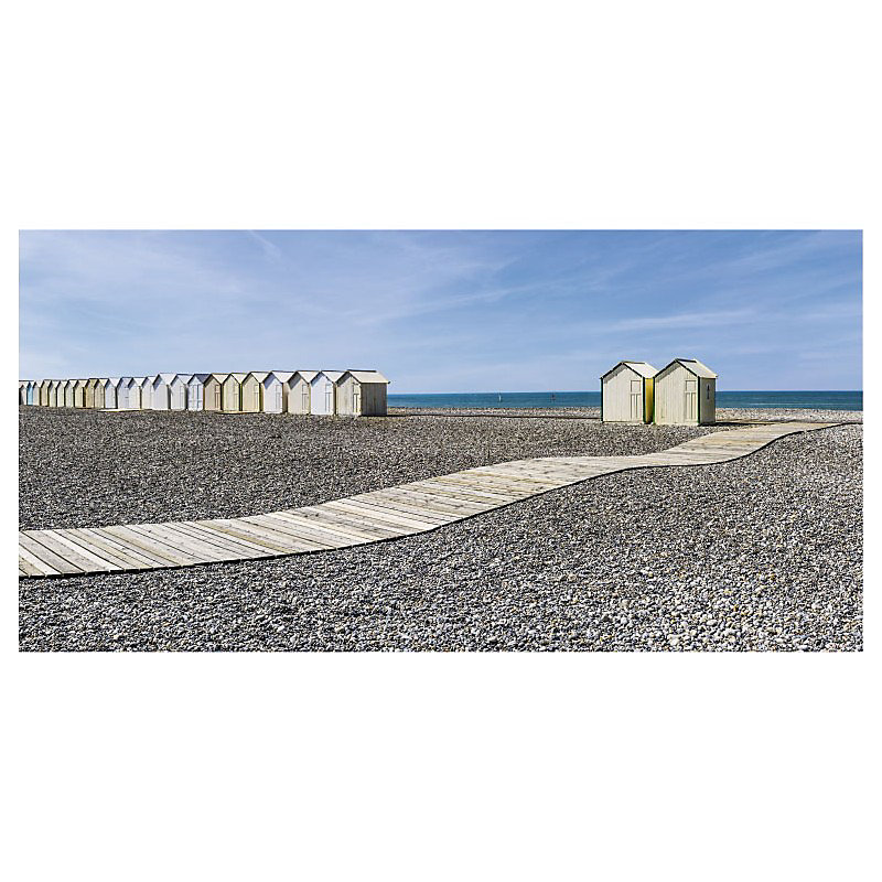 Brise vue imprimé CAYEUX PLAGE – H.1.5 x L.3 m, 100% occultant, Made in France par Scenolia + kit de fixation offert