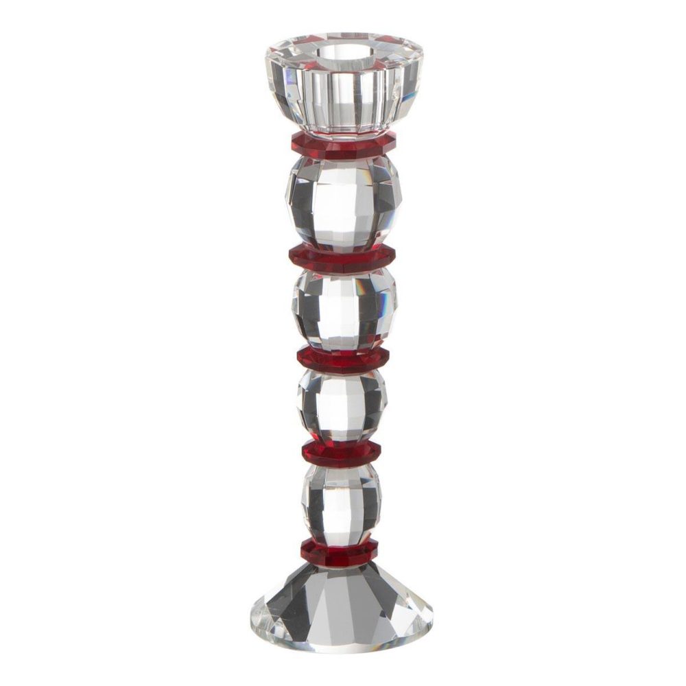 J-LINE Chandelier design en cristal annie 22cm transparent & rouge