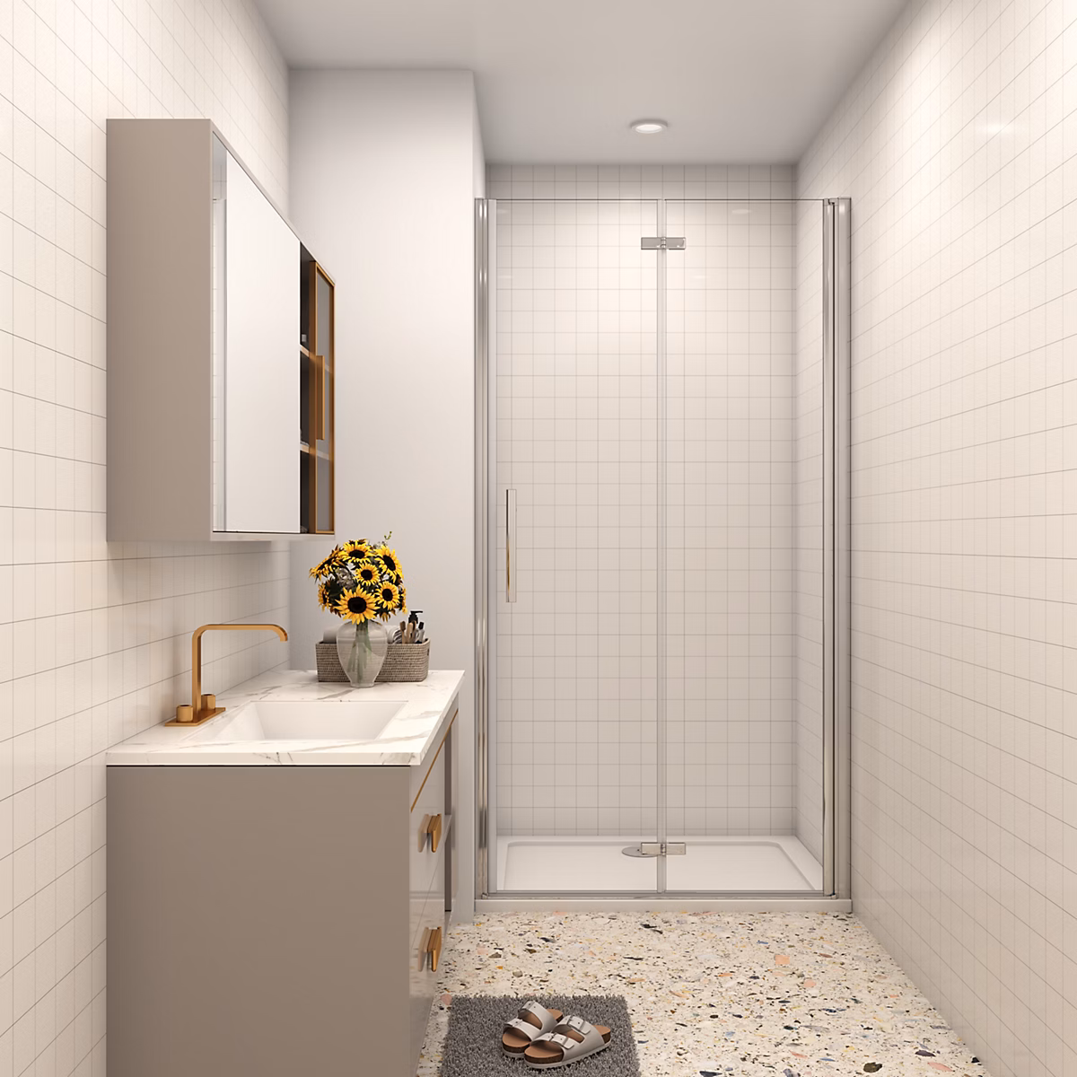 AICA porte de douche 70 × 195cm verre anticalcaire – installation en niche
