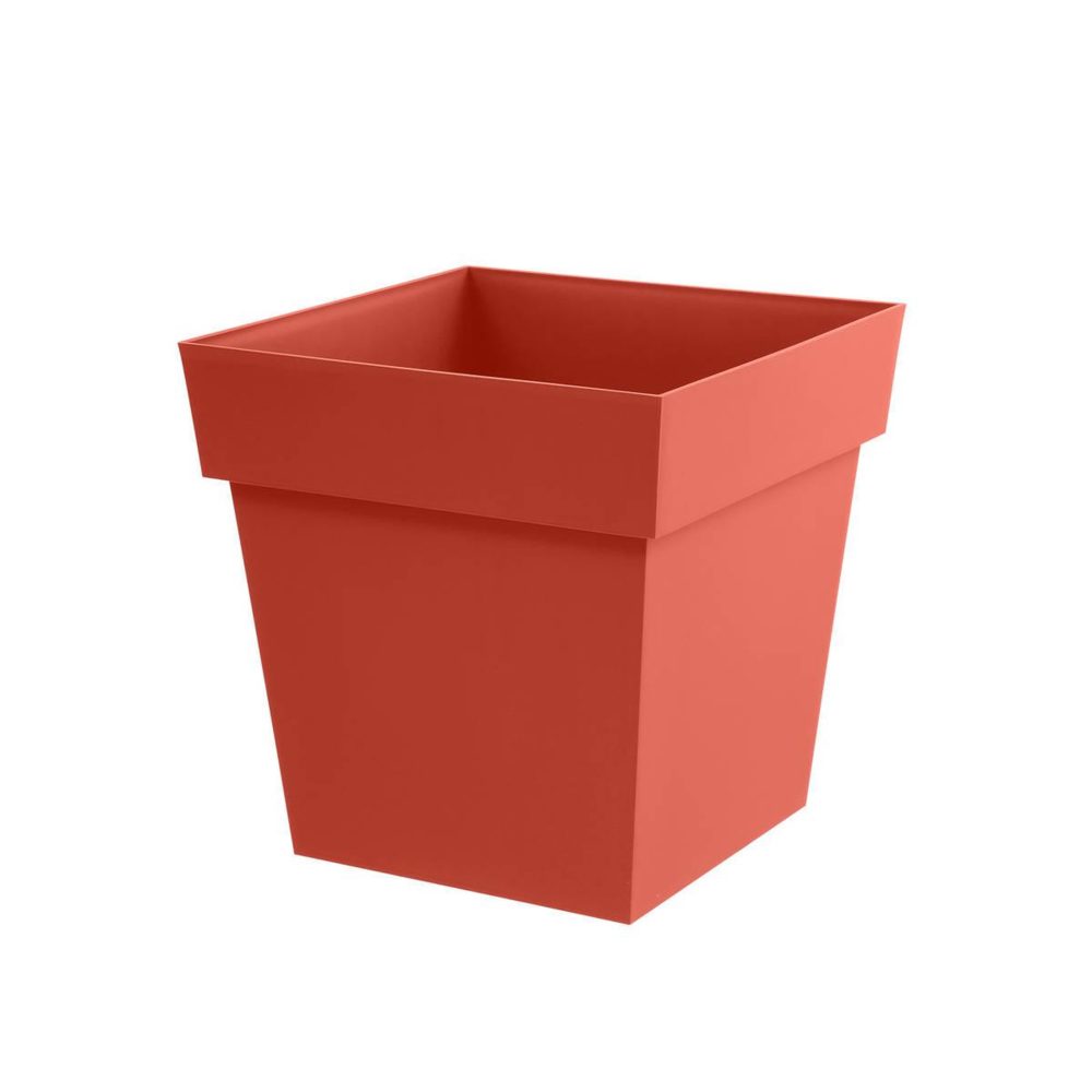 Eda Pot de fleur carré toscane 49,5 x h.52,5 cm - orange terre battue- eda