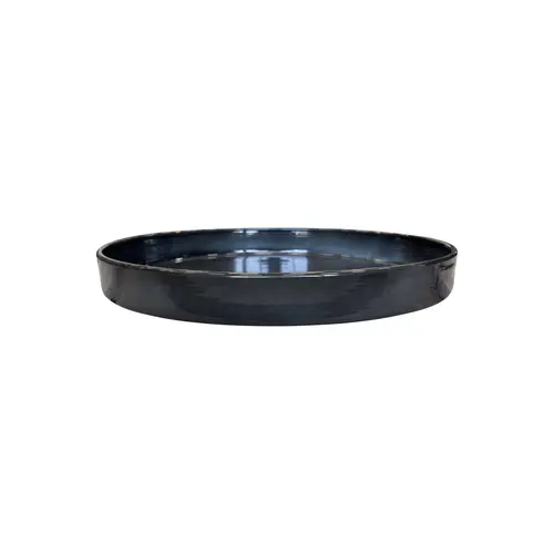 Jardin chez vous：Soucoupe ronde en métal recyclé coloris gris océan vif Upcycle Cylindre XXL - Ø 40 x H 5 cm