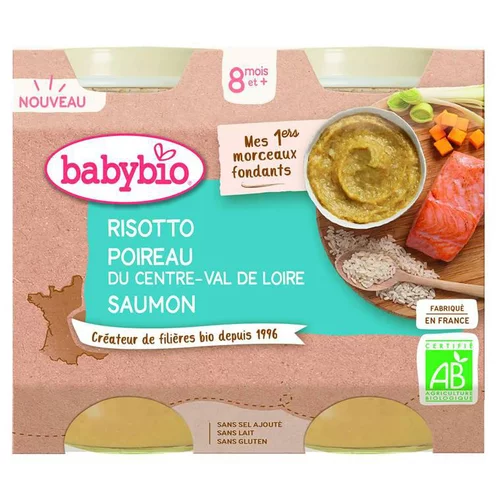 Pour un extérieur plus agréable:Petits pots pour bébé dès 8 mois risotto poireau saumon avec morceaux Babybio Mes 1ers morceaux fondants – 2 x 200 g