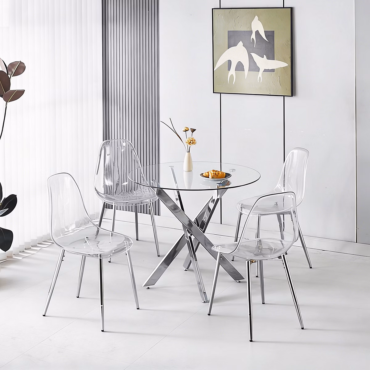 Ensemble table et chaise – Ensemble repas 5 pièces en velours avec pieds métal finition dorée
