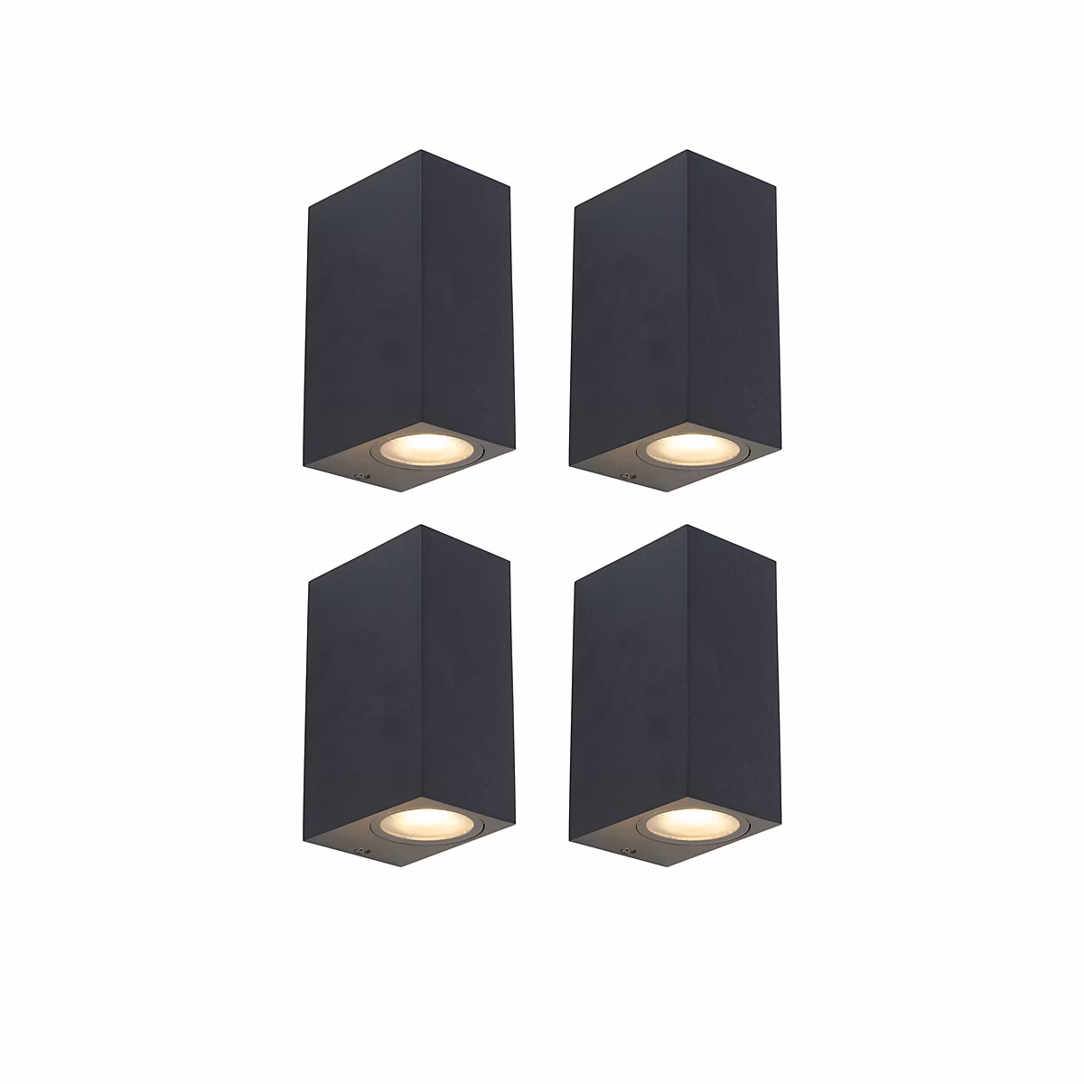 Ensemble de 4 appliques murales modernes noires 2 lumières IP44 – Baleno