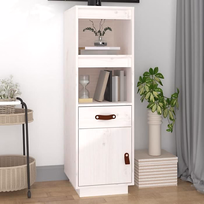 820153 vidaXL Buffet haut Blanc 34x40x108 – 5 cm Bois massif de pin
