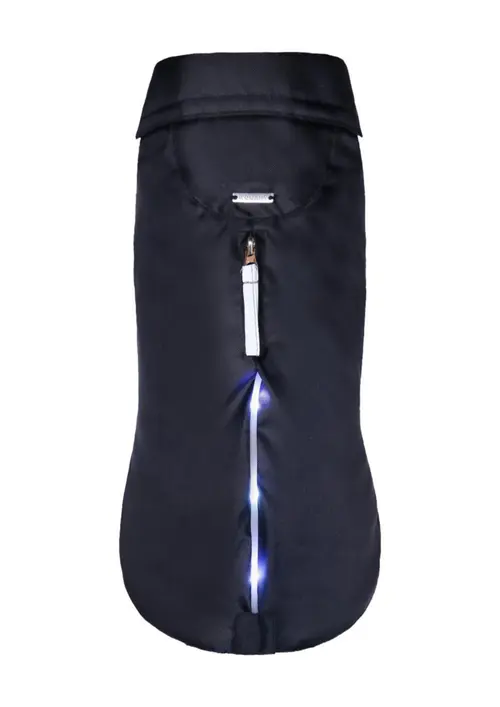 L’esprit jardin：Manteau imperméable pour chien coloris noir Wouapy LED - Taille 38