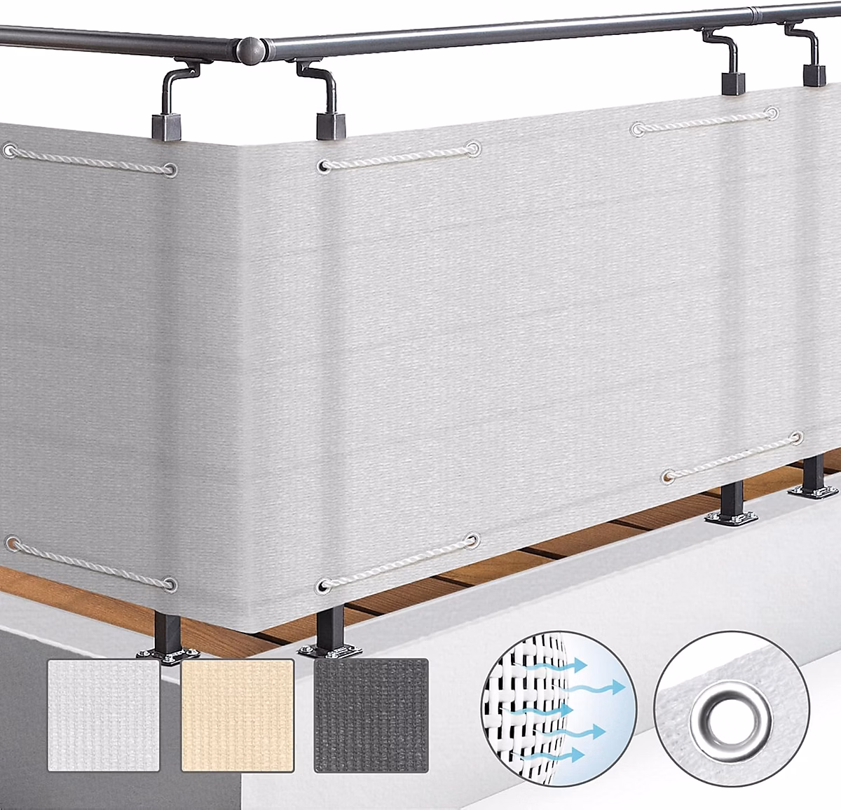 Brise Vue Balcon Blanc 90 × 500 cm Protection Occultante et Resistante aux Intemperies