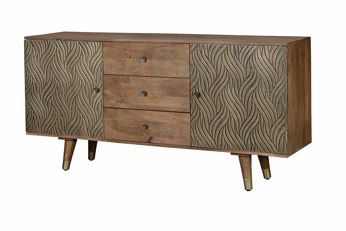 Meuble – Buffet 3 tiroirs et 2 portes en bois de manguier