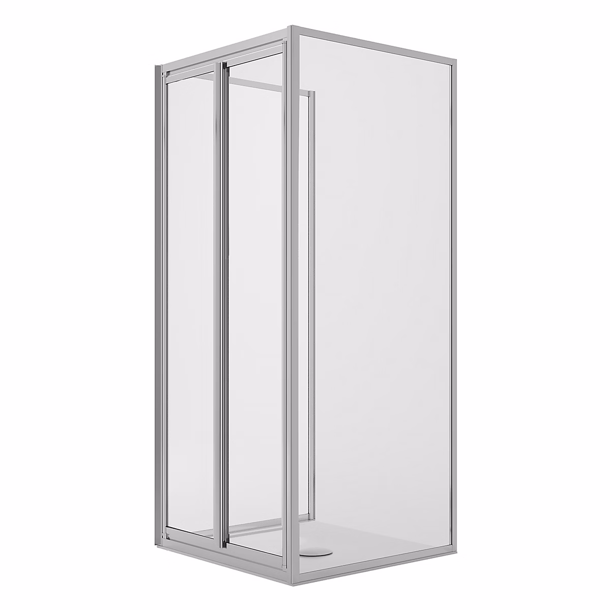 Cabine de douche 3 côtés 75 × 90 × 75CM H198 Verre Transparent 2 Fixes+Saloon 2 Pivotantes 90 mod West