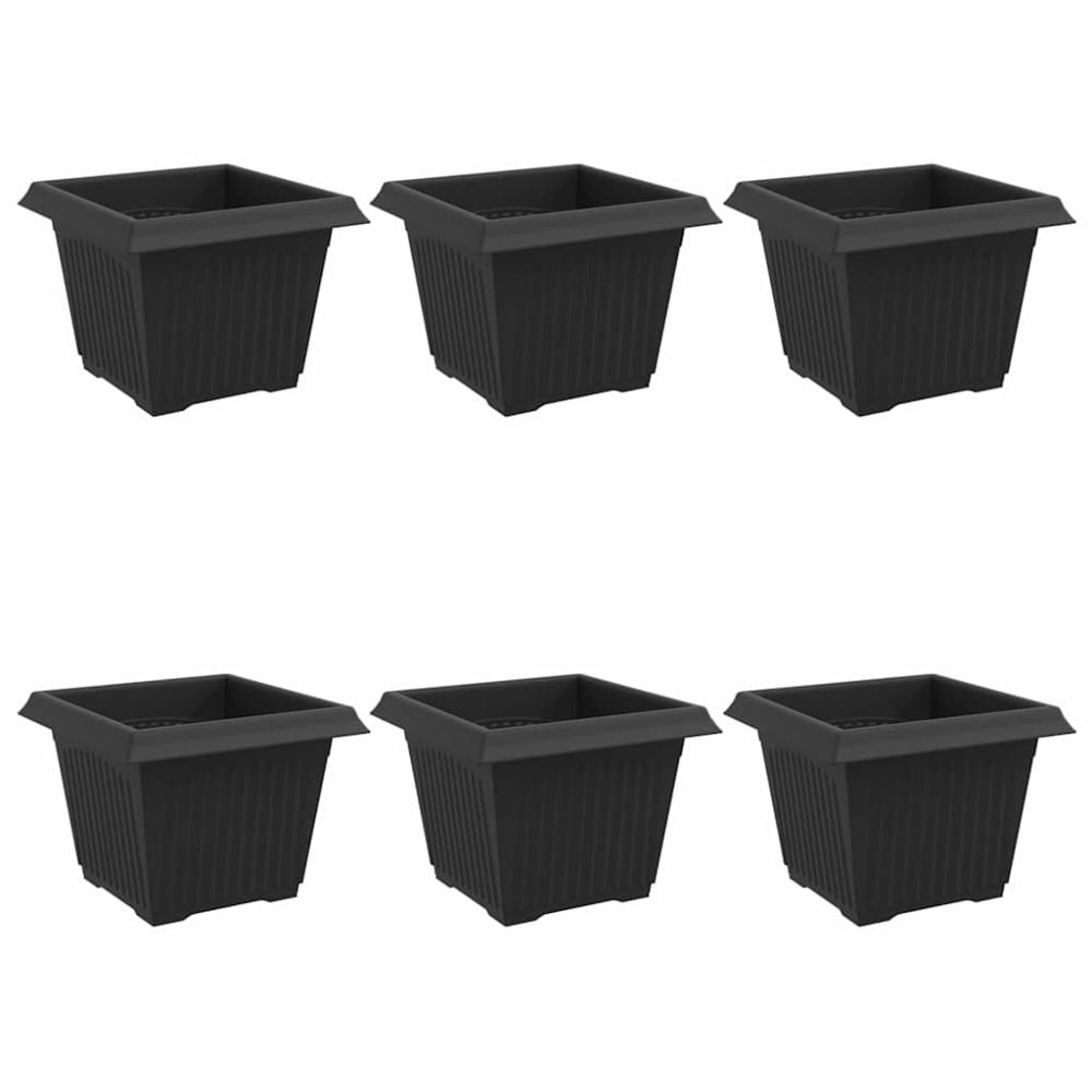 vidaXL Pot de Fleurs Carré 6 pc Noir 23 x 23 x 17,5 cm Plastique