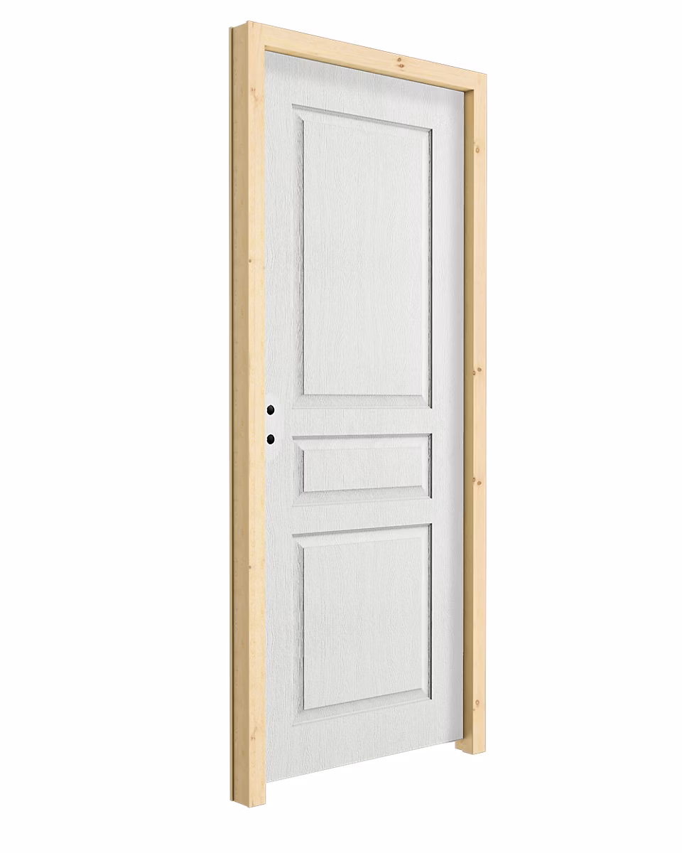 Bloc | porte Ordesa pro postformé 3 panneaux blanc H.204 x l.83 cm – poussant gauche